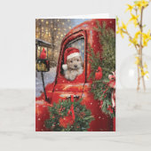 Carte Marionnettes de camion rouge Joyeux Noël (Fleur jaune)