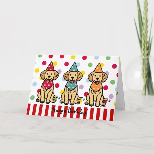 Carte Marionnettes Golden Retriever Anniversaire (Devant)