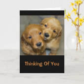 Carte Marionnettes Golden Retriever Qui Pensent À Vous (Fleur jaune)