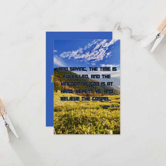 Carte Mark 1:15 KJV Bible Scripture Pic Greeting (Devant/Arrière en situation)