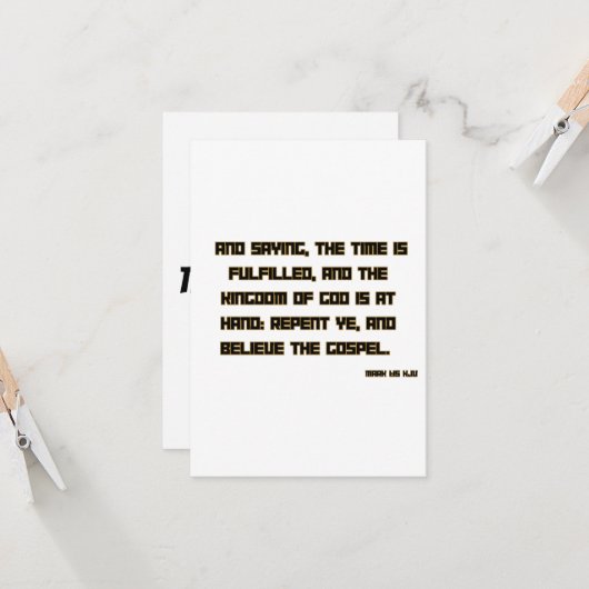 Carte Mark 1:15 KJV Bible Scripture Salutation (Devant/Arrière en situation)