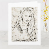 Carte Marla Kay Mangan Computer Sketch Ink Wash 2  (Fleur jaune)