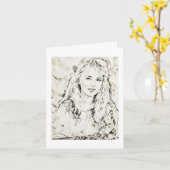 Carte Marla Kay Mangan Computer Sketch Ink Wash 2  (Fleur jaune)