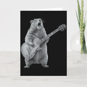 Carte Marmotte jouant de la guitare rock Bonne fête de l