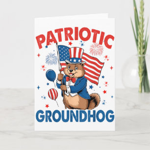 Carte Marmotte patriotique Drapeau américain 4 juillet 