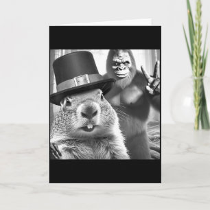 Carte Marmotte prenant un selfie avec Bigfoot drôle de m
