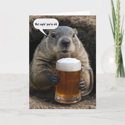 Carte Marmotte qui vieillit avec un mug de bière pour so (Devant)