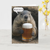 Carte Marmotte qui vieillit avec un mug de bière pour so (Fleur jaune)