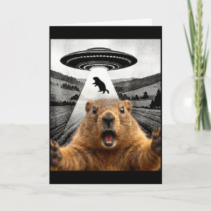Carte Marmotte Selfie Avec Alien Ufo Humour Hommes Femme