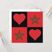 Carte Maroc Drapeau Coeur patriotique Salutation marocai (Devant/Arrière en situation)