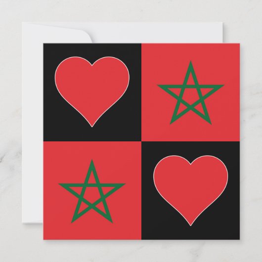 Carte Maroc Drapeau Coeur patriotique Salutation marocai (Devant)