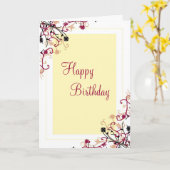 Carte Maroon à motifs floraux (Fleur jaune)