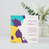 Carte Maroon Abstrait Futuriste - Invite Mariage Turquoi (Debout devant)