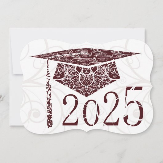 Carte Maroon and White Floral Casquette 2025 (Devant)