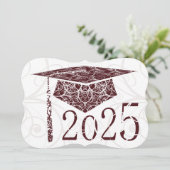 Carte Maroon and White Floral Casquette 2025 (Debout devant)