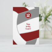 Carte maroon grey volleyball anniversaire ou félicitatio (Debout devant)