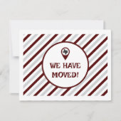 Carte Maroon Nous Avons Déménagé Striped Moving Photo (Devant)