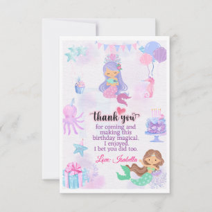 Carte Marque d'anniversaire de Mermaid Merci pour sacs d