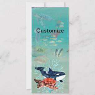Carte Marque-page de la vie marine sous-marine