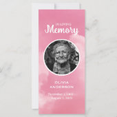 Carte Marque-page de prière commémorative Ciel rose para (Devant)