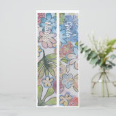 Carte Marque-page double floral fantaisiste avec nom per (Debout devant)