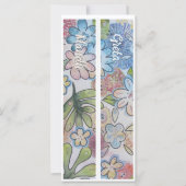 Carte Marque-page double floral fantaisiste avec nom per (Devant)