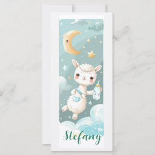 Carte Marque-page personnalisé à l'aquarelle Alpaca bébé
