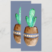 Carte Marque-page Pot de Cactus Marron (Devant / Derrière)