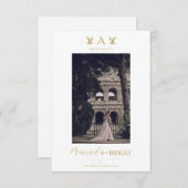 Carte Married & Bright Christmas Initial Newlyweds Photo (Devant / Derrière)