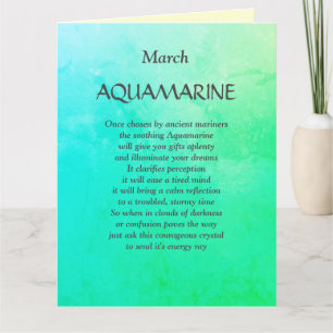 Carte Mars Anniversaire Birthstone Aquamarine Salutation
