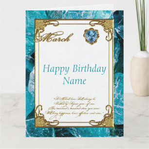 Carte Mars Aquamarine Birthstone 8,5x11 Anniversaire