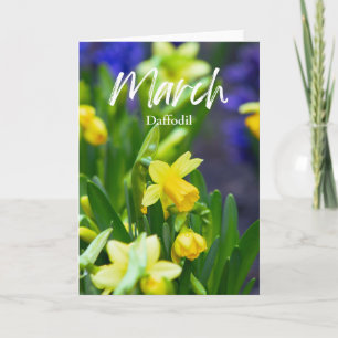 Carte Mars Jaune Daffodique de naissance Mois Fleur Anni