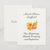 Carte Mars Mois de la naissance Daffodique cadeau de nai (Devant / Derrière)