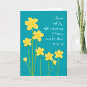 Carte Mars Mois de naissance Daffodiles Joyeux anniversa