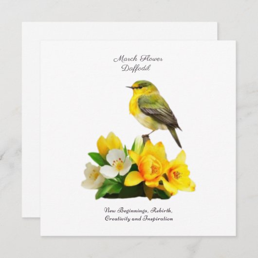 Carte Mars Mois de naissance Fleur vibrante Cadeau d'ann (Devant / Derrière)