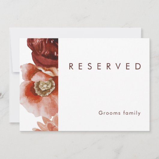 Carte Marsala Autumn Floral | Symbole réservé blanc (Devant)