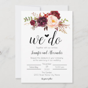 Carte Marsala Flowers Mariage