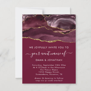 Carte Marsala Rouge or Burgundy Parties scintillant fron