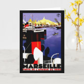 Carte Marseille, France Vintage voyage (Fleur jaune)