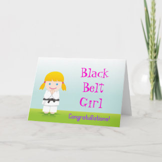 Carte Martial Arts Black Belt Girl Congratulations Card