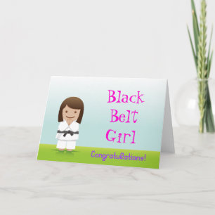 Carte Martial Arts Black Belt Girl Félicitations Card