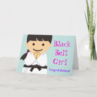 Carte Martial Arts Black Belt Girl Smile Card