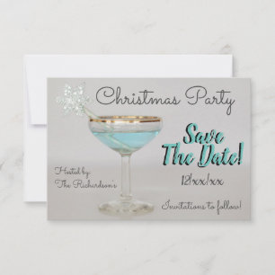 Carte Martini Bleu Fête de Noël Enregistrer la date