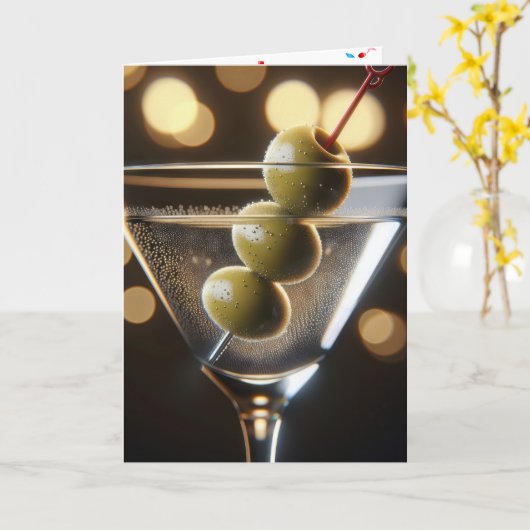 Carte Martini boisson d'anniversaire (Fleur jaune)