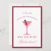 Carte Martini Galentine's Day esthétique rouge et rose (Devant)