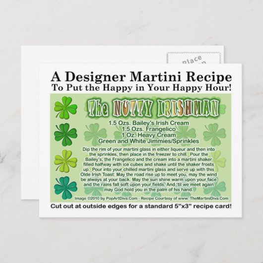 Carte Martini Nutty Irishman St. Patrick (Devant / Derrière)