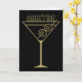 Carte Martini olive doré Mid Century Modern 2 (Fleur jaune)
