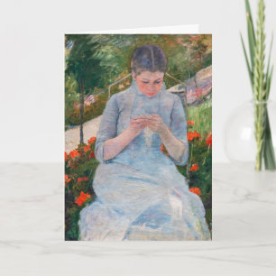 Carte Mary Cassatt - Fille couture dans un jardin