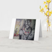 Carte Masai mère et enfant avec Lion Art Imprimer/Graphi (Fleur jaune)