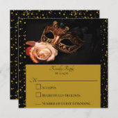 Carte Mascarade élégante et Rose blanche  (Devant / Derrière)